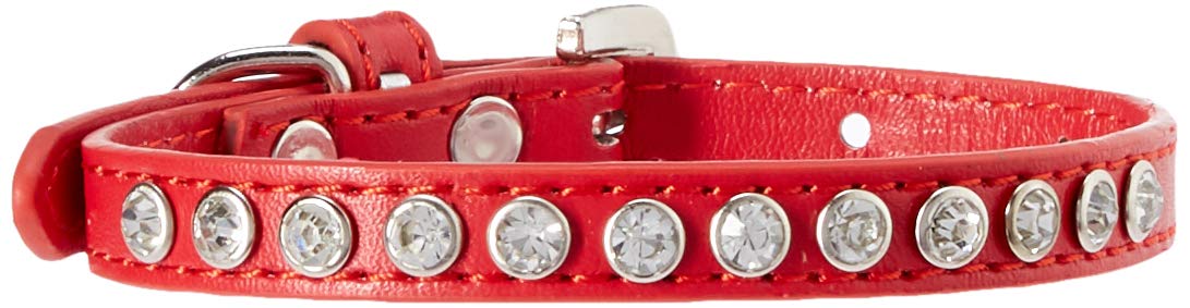 Mirage Pet Products Clear Crystal Puppy Dog Collar, Size 12, Red