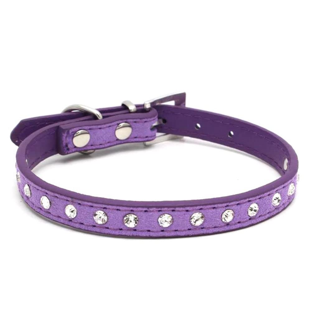 Puppy Dog Collar With Crystal Diamond Colorful Bling Girl Puppy Cat Collars Purple Xxs