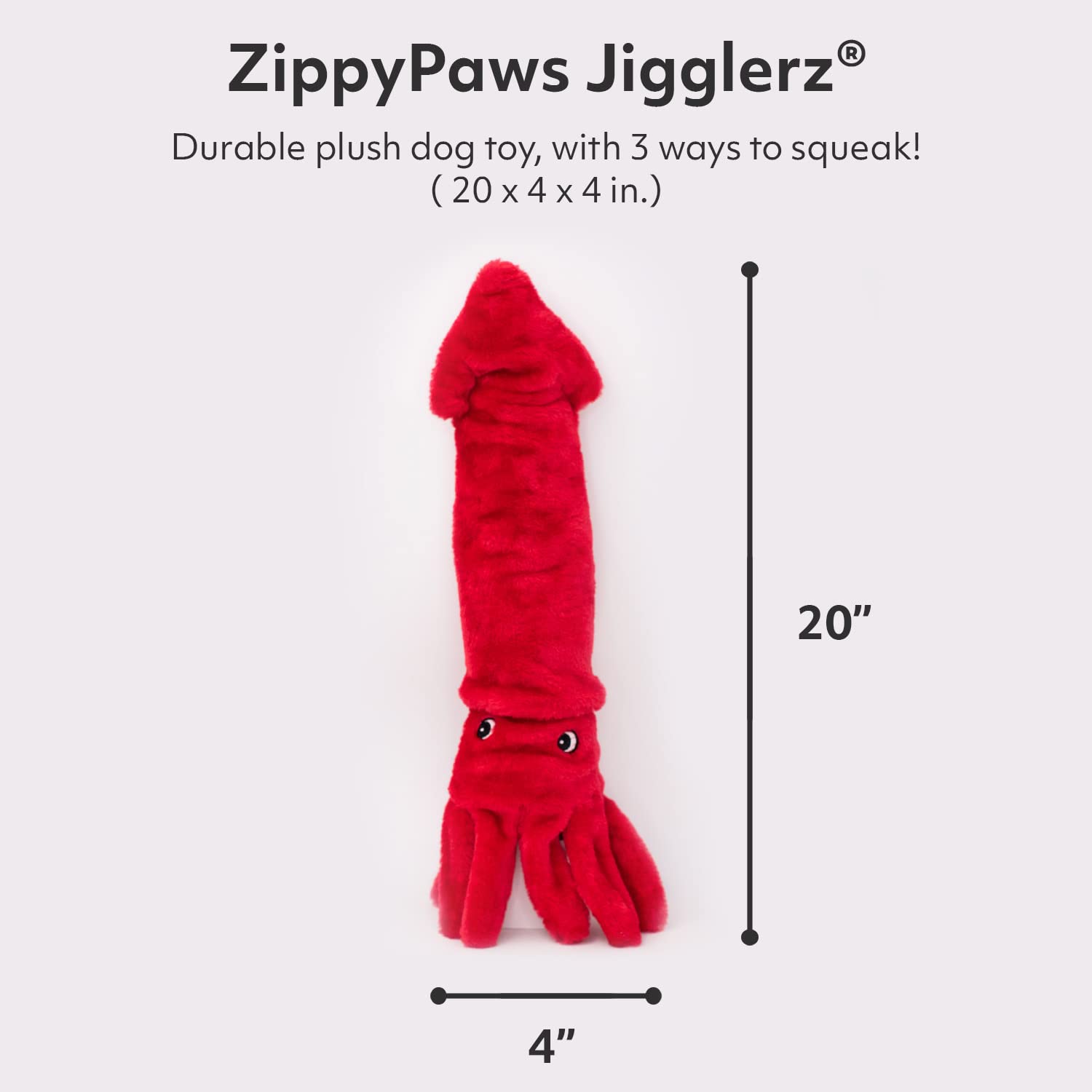 Zippypaws Jigglerz - Zippy Paws Dog Beach Toy For Large And Small Dogs, Sea Animal Plush Toy With No Stuffing, Ocean Animals Themed Squeaky Interactive Dog Toys With Crinkle Head And Tail, Squid