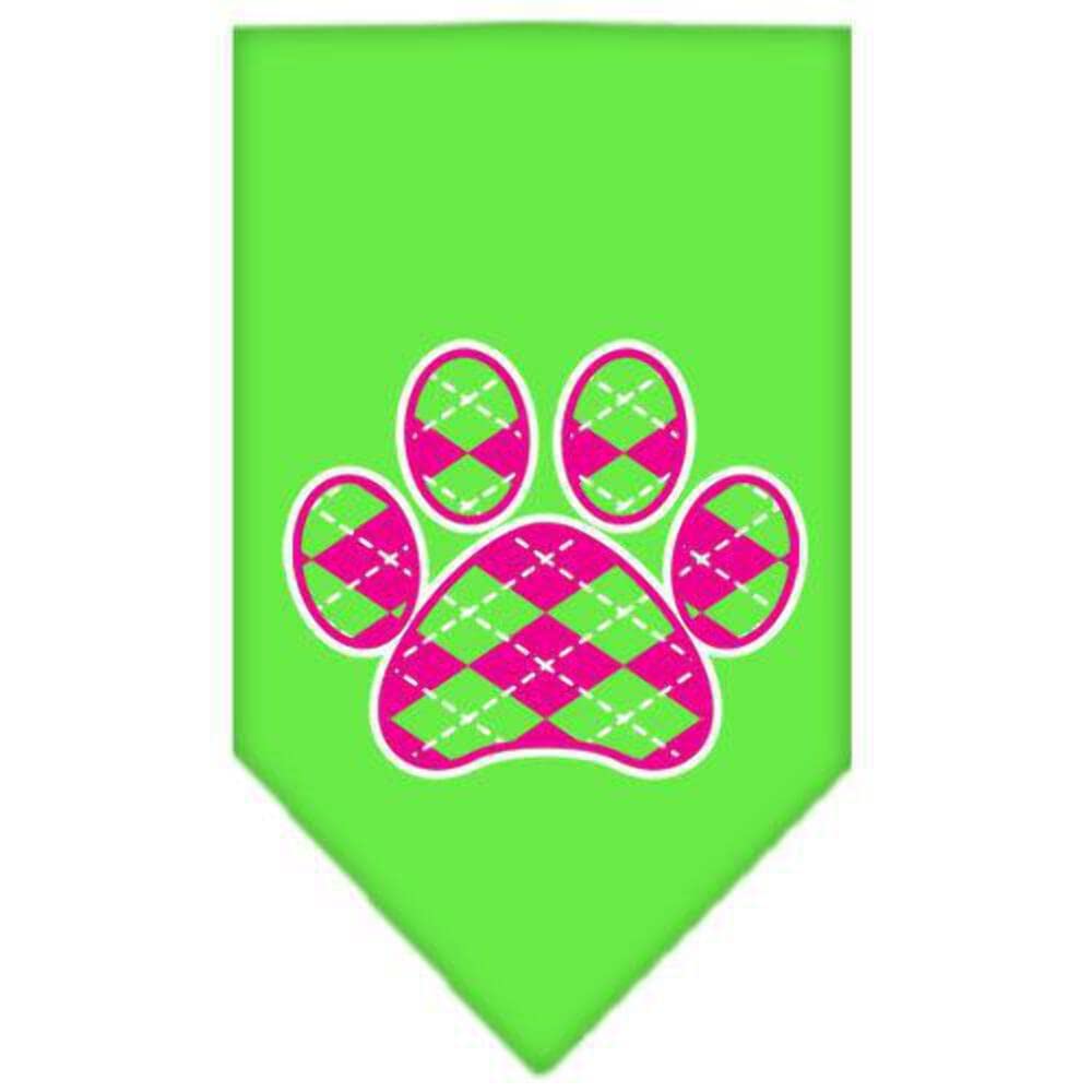 Mirage Pet Products Argyle Paw Pink Screen Print Bandana for Pets, Large, Yellow