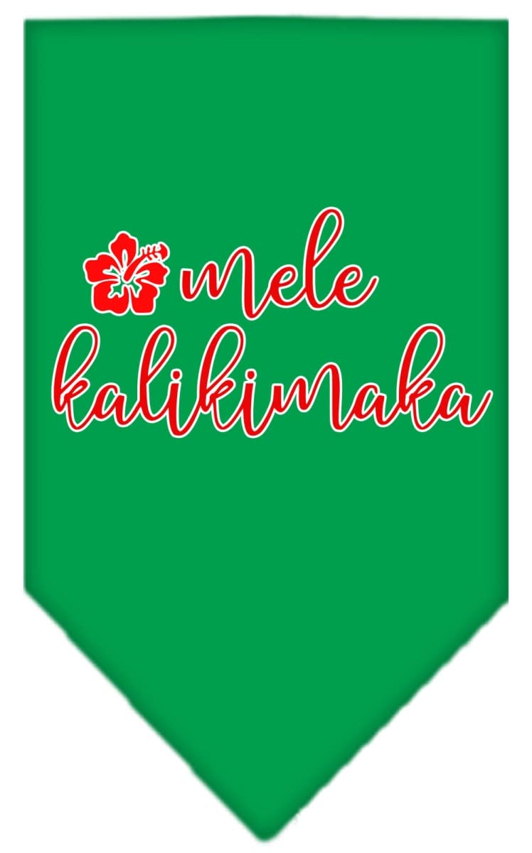 Christmas Pet and Dog Bandana Screen Printed, &quot;Mele Kalikimaka&quot; Emerald Green Small