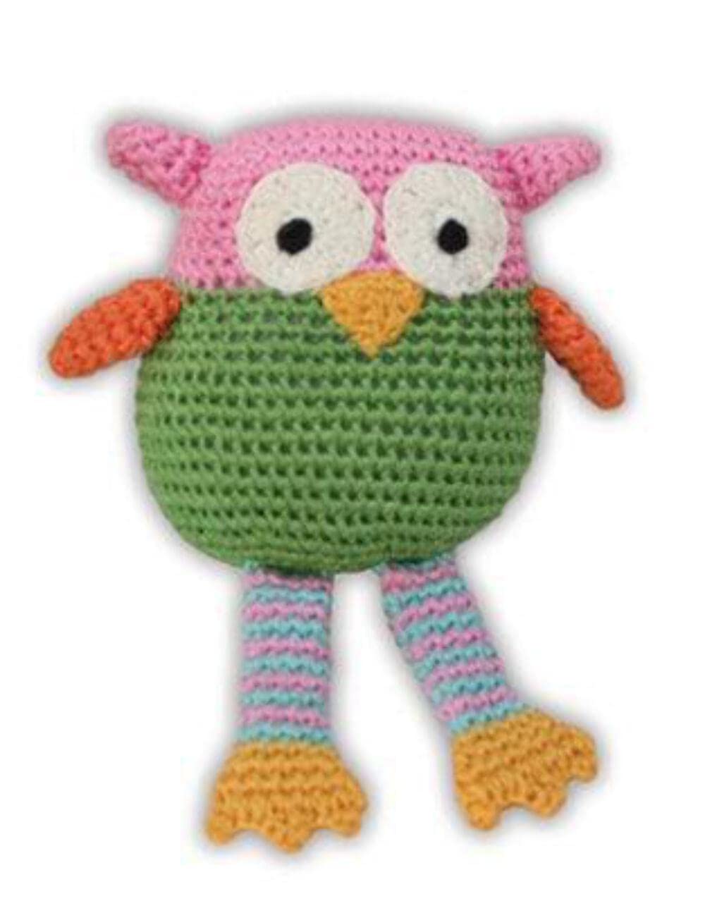 Knit Knacks Organic Cotton Pet, Dog Toys (Choose from: Pig, Fox, Owl, Guinea Pig or Triceratops) Wise Guy Owl