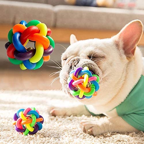 Pups&Pets Ring Bell Ball Toy, For Cats & Dogs Small Ring Multicolor Ball Inside Bell  Small
