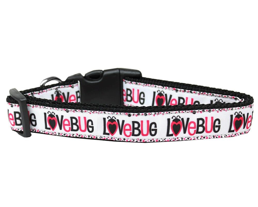 Pet Dog & Cat Nylon Collar or Leash, &quot;Love Bug&quot; XS Collar