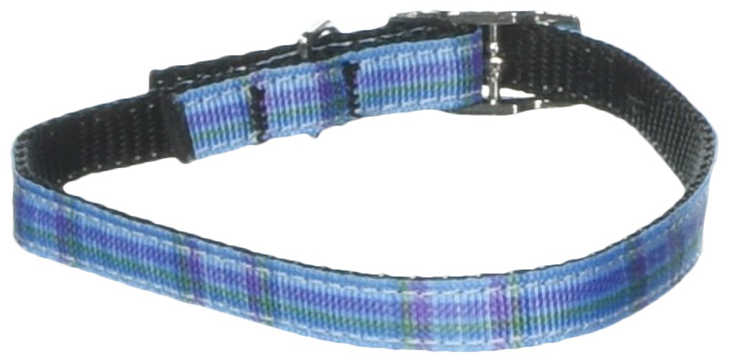 Mirage Pet Products 3/8&quot; Plaid Nylon Dog Collar with Classic Buckle, Size 14, Blue