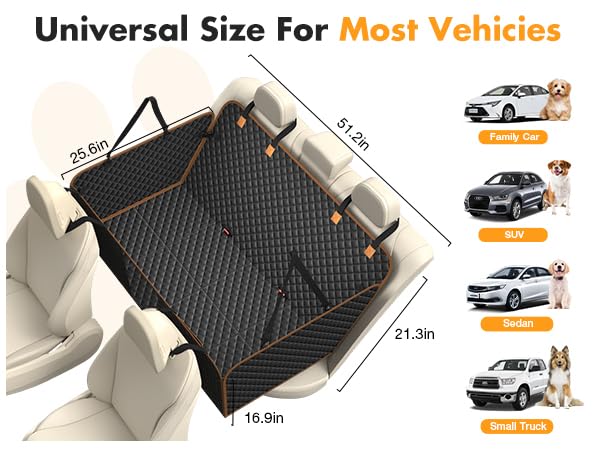 Lekespring Dog Car Seat Cover For Back Seat, Backseat Extender For Dogs Hard Bottom, Car Back Seat Extender For Dogs, Dog Hammoc