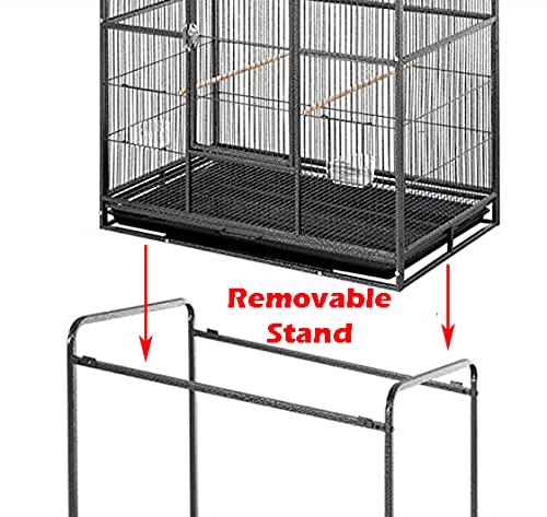 64' Extra Large Tight 1/2-Inch Bar Spacing Wrought Iron Flight Canary Parakeet Cockatiel Lovebird Finch Home Cage Side Nesting Box Doors With Removable Rolling Stand