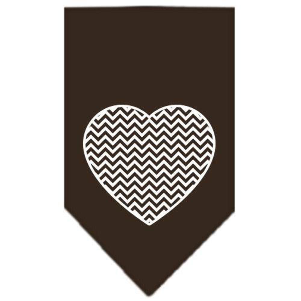 Pet and Dog Bandana Screen Printed, Chevron Heart Bright Pink Large