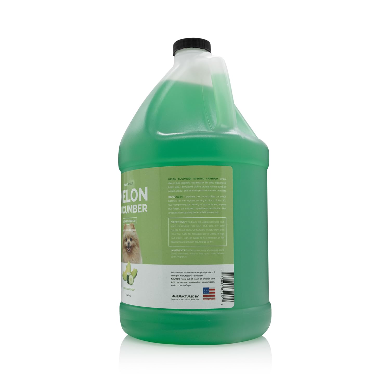 Bark 2 Basics Melon Cucumber Dog Shampoo, 1 Gallon - Unique Herbal Blend, Protects, Repairs, And Nourishes, Delivers Nutrients To Skin And Coat