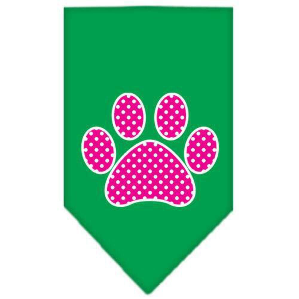 Mirage Pet Products Pink Swiss Dot Paw Screen Print Bandana for Pets, Large, Emerald Green