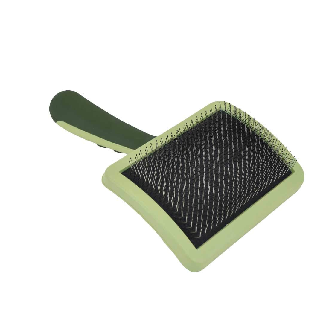 Coastal Dog Slicker Brush, Green - Grooming Brush For Dogs Of All Hair Types, Pet Brush For Shedding - Curved Design For Easy Detangling - Non-Slip Handle, 6.75'' X 4.25''