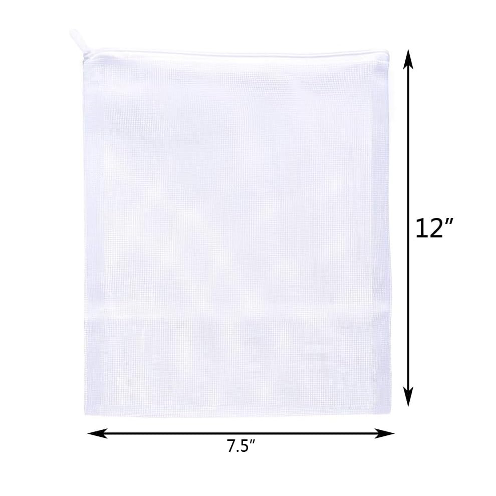 Jihaqua Aquarium Filter Bags Large - Reusable Fish Tank Filter Media Mesh Bags With Plastic Zipper (7.5 X 12 Inch (6 Pack))