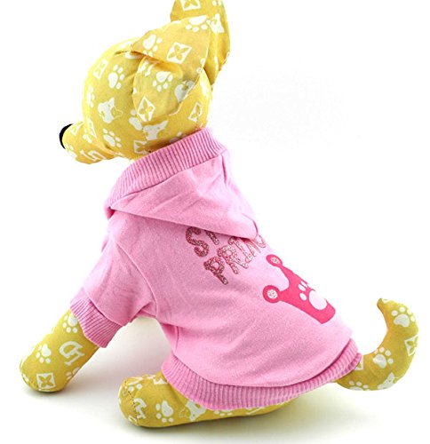 Smalllee_Lucky_Store Pink Hoodie Hooded Christmas T Tee Shirt Small Dog Christmas Clothes Costume - Spoiled Princess Xs