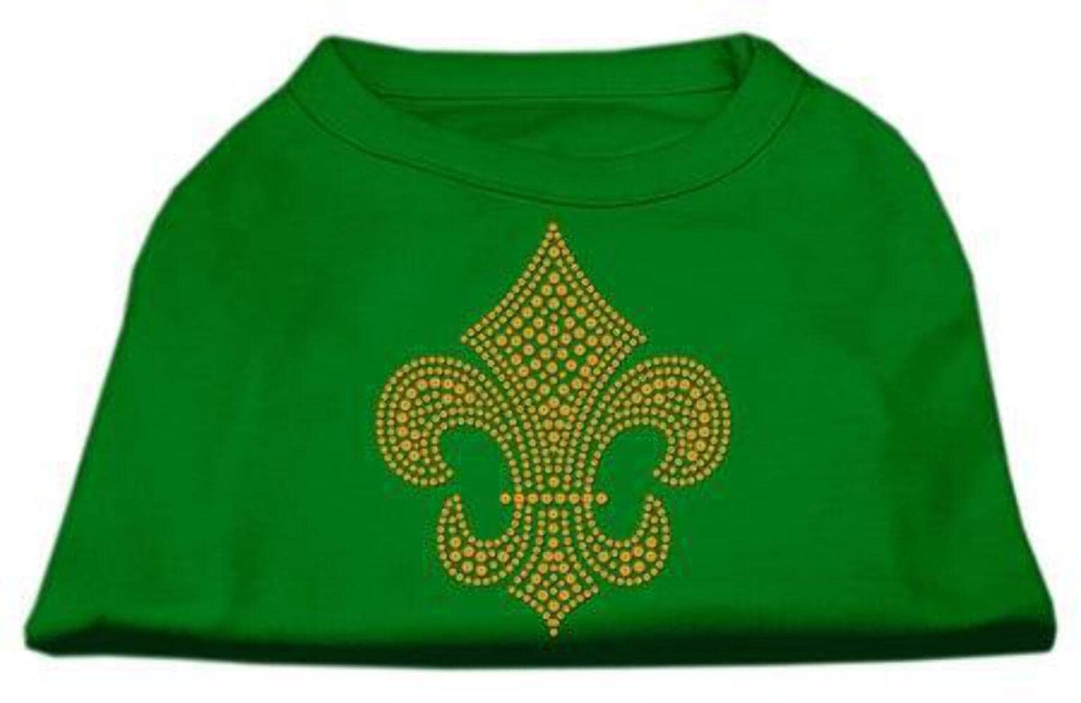 Mirage Pet Products Gold Fleur De Lis Rhinestone Pet Shirt, 3X-Large, Emerald Green