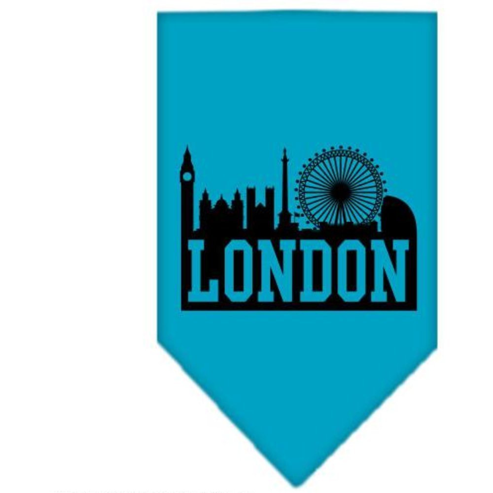 Pet and Dog Bandana Screen Printed, &quot;London Skyline&quot; Turquoise Small
