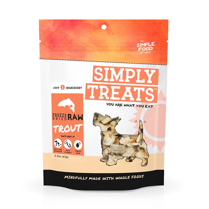 The Simple Food Project Freeze Dried Raw Dog Treats Grain Free, All Natural, with Just 1 Ingredient Trout for Dogs Use As Traini