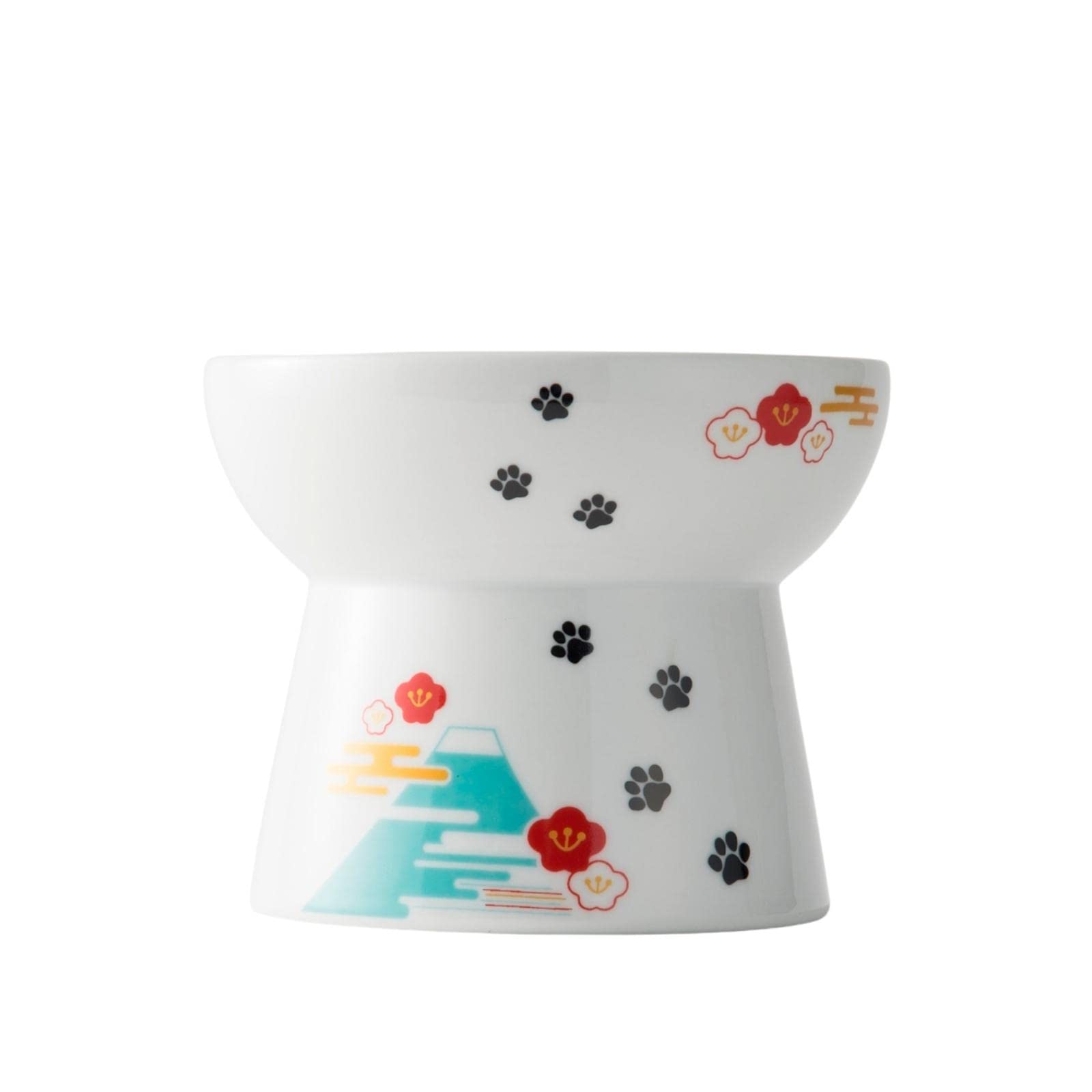 Necoichi Raised Cat Food Bowl - Ceramic Elevated Cat Bowl for Whisker & Neck Fatigue, Dishwasher Microwave Safe - Non-Slip & Ant