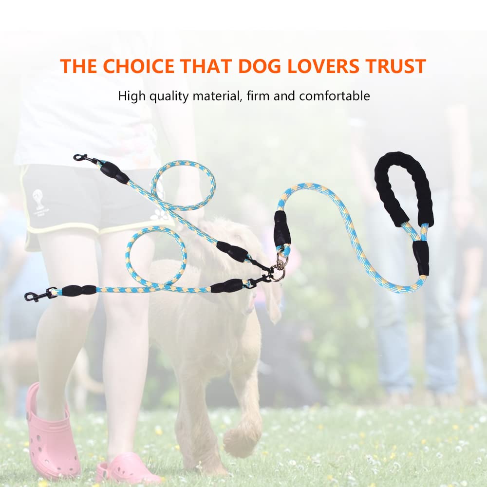 Dual Dog Leash,Comfortable Double Dog Leash With Reflective,360 Swivel No Tangle 2 Dog Training Leash,For Large Medium Small Dog