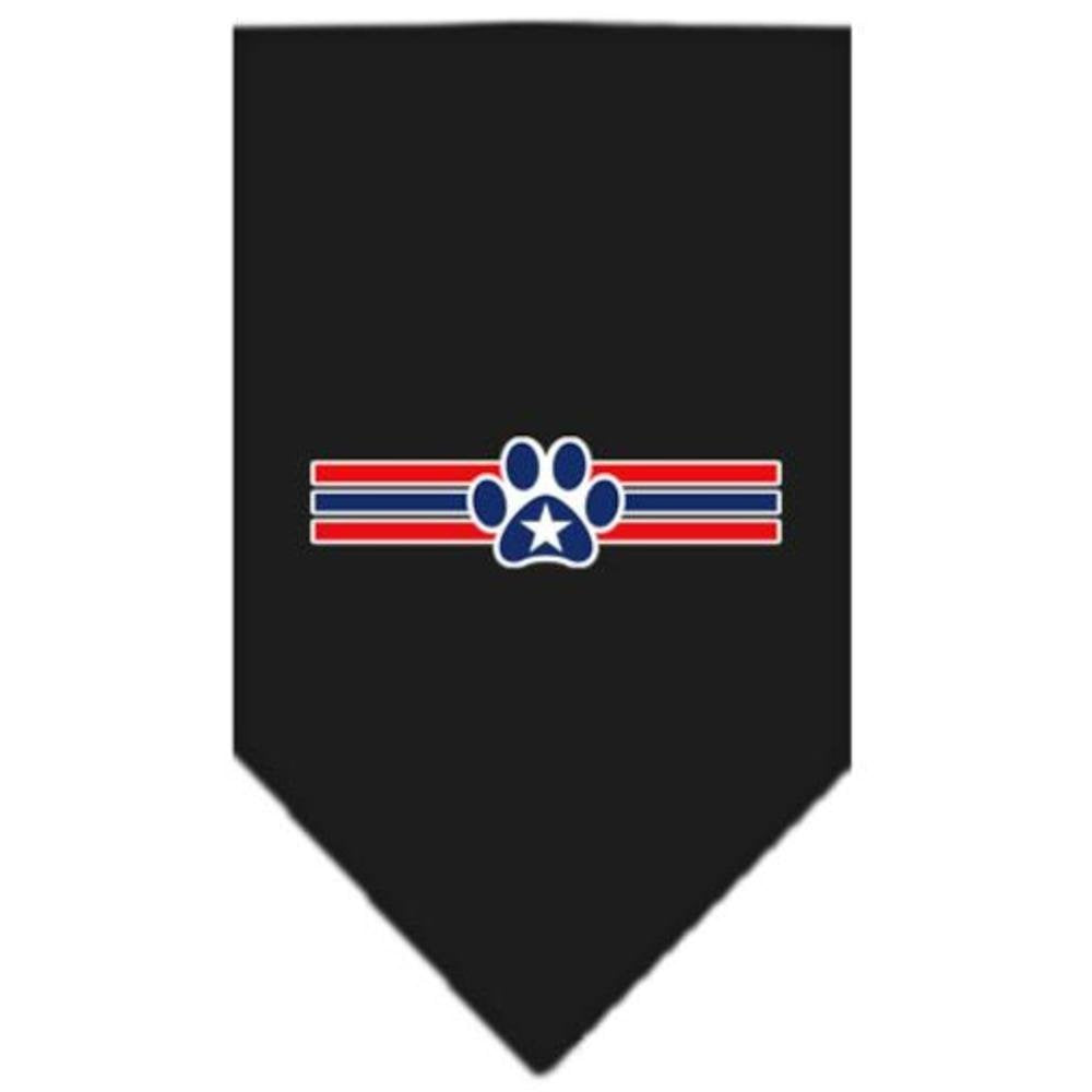 Pet and Dog Bandana Screen Printed, &quot;Patriotic Star Paw&quot; Black Large