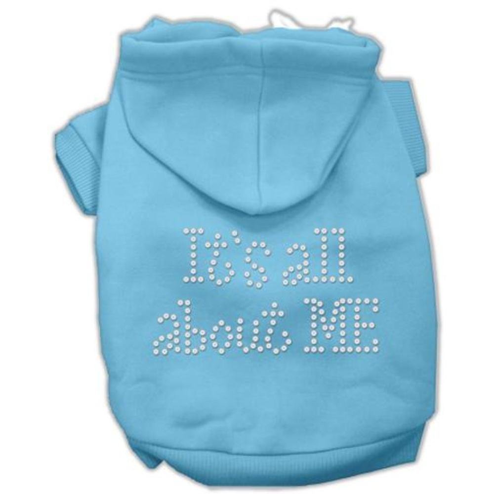 Mirage Pet Products 8-Inch It's All About Me Rhinestone Hoodies, X-Small, Baby Blue