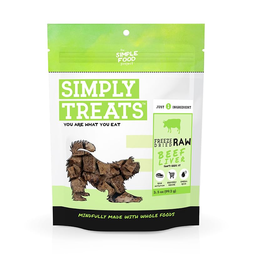 The Simple Food Project Freeze Dried Raw Dog Treats Grain Free, All Natural, with Just 1 Ingredient Beef Liver for Dogs Use As T