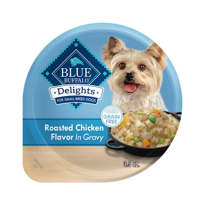 Blue Buffalo Delights Rotisserie Chicken Flavor in Gravy Small Breed Natural Wet Dog Food, 3.5 oz., Case of 12