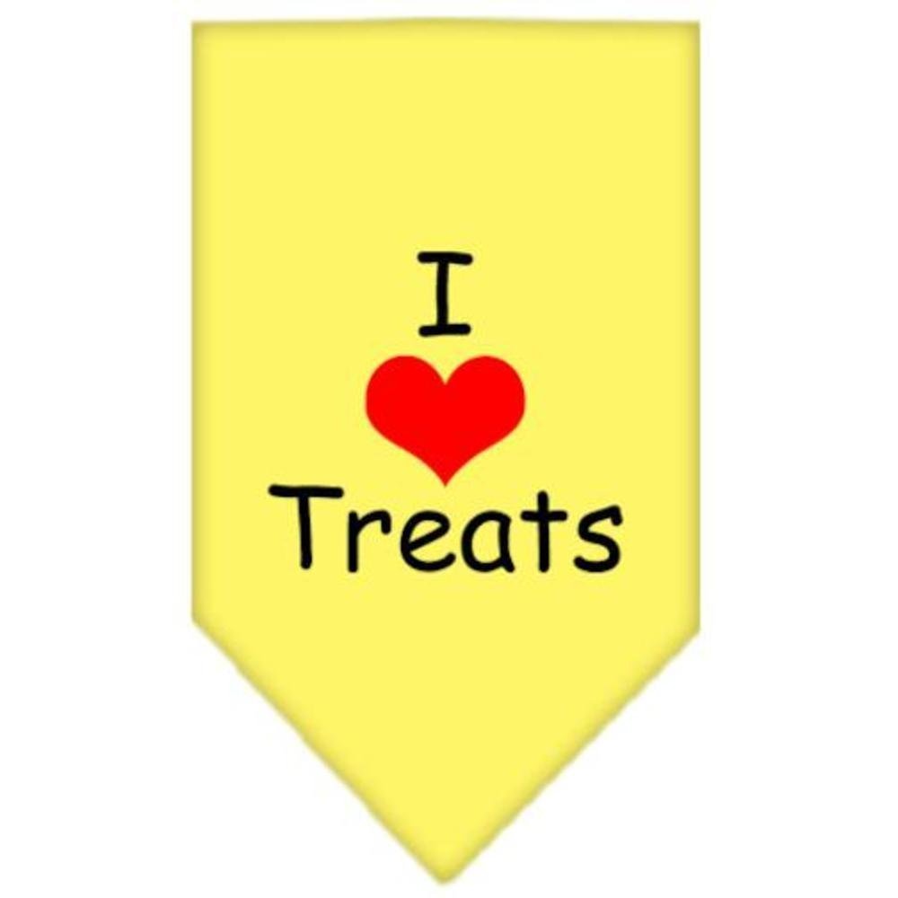 Mirage Pet Products I Heart Treats Screen Print Bandana for Pets, Large, Yellow