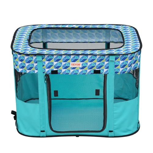 VEVOR Foldable Pet Playpen, 32 x 24 x 22 Portable Dog Playpen, Crate Kennel for Puppy, Dog, Cat, Waterproof 600D Oxford Cl
