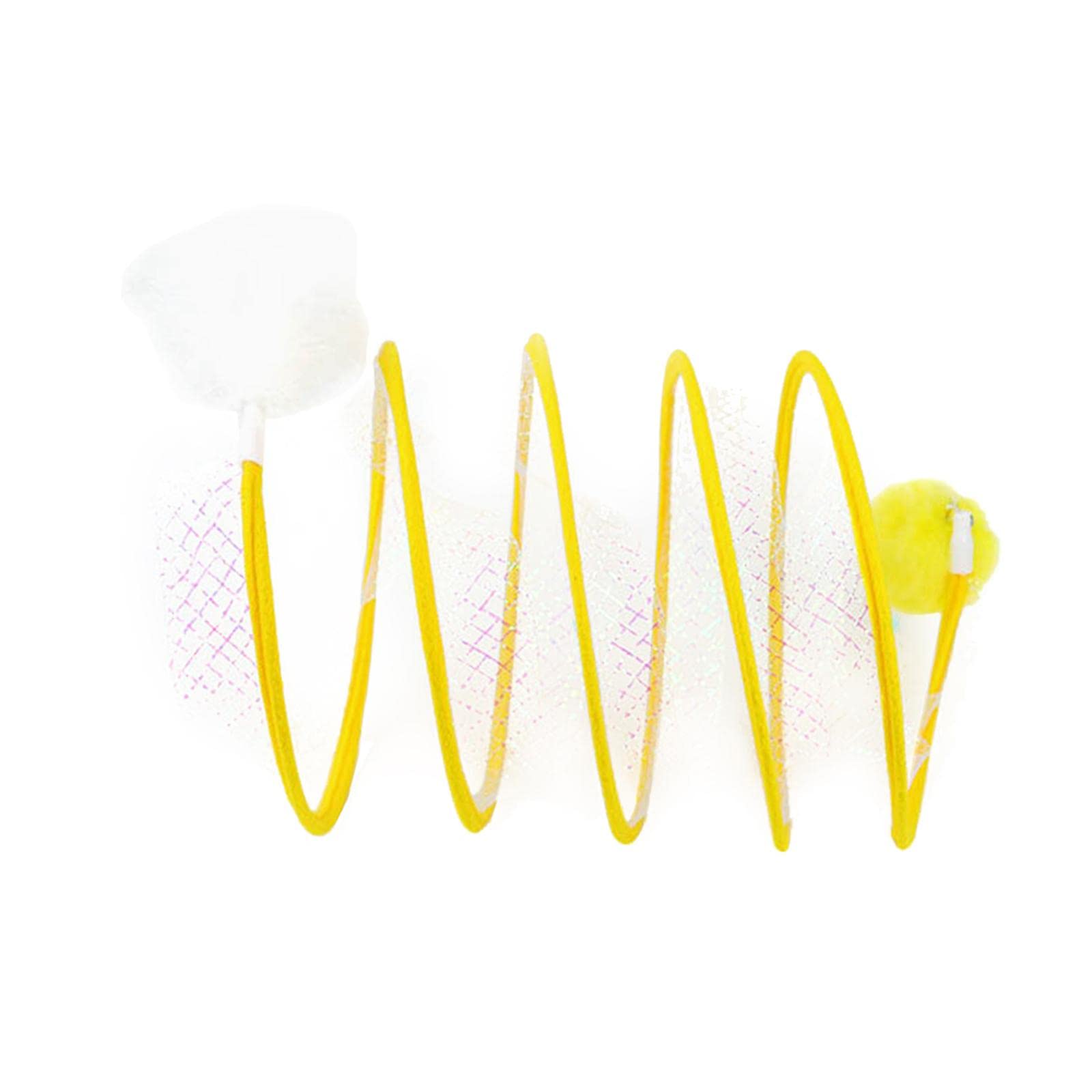 Enakshi Foldable Indoor Cat Tunnel S Type Spring Toy Playing Tent Portable Durable Yellow S Plush Ball | Pet Supplies | Cat Supp