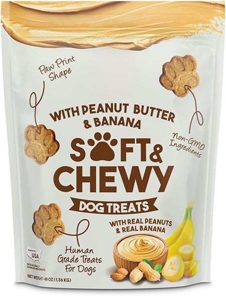 Member Mark Soft and Chewy Dog Treats, Made with Real Peanut Butter and Bananas, 48 Ounces, Resealable Bag