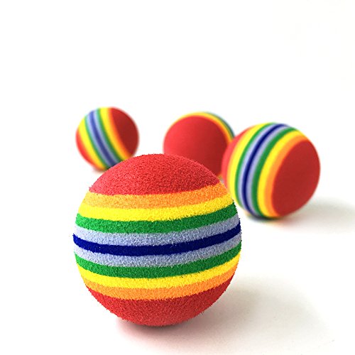 Pet Show 50Pcs 1.38' Cat Toy Balls Interactive For Indoor Cats Red Rainbow Soft Eva Foam Kittens Favorite Toys 35Mm Dia. Small Dogs Puppies Toy Balls Bulk Activity Chase Quiet Play Sponge Ball