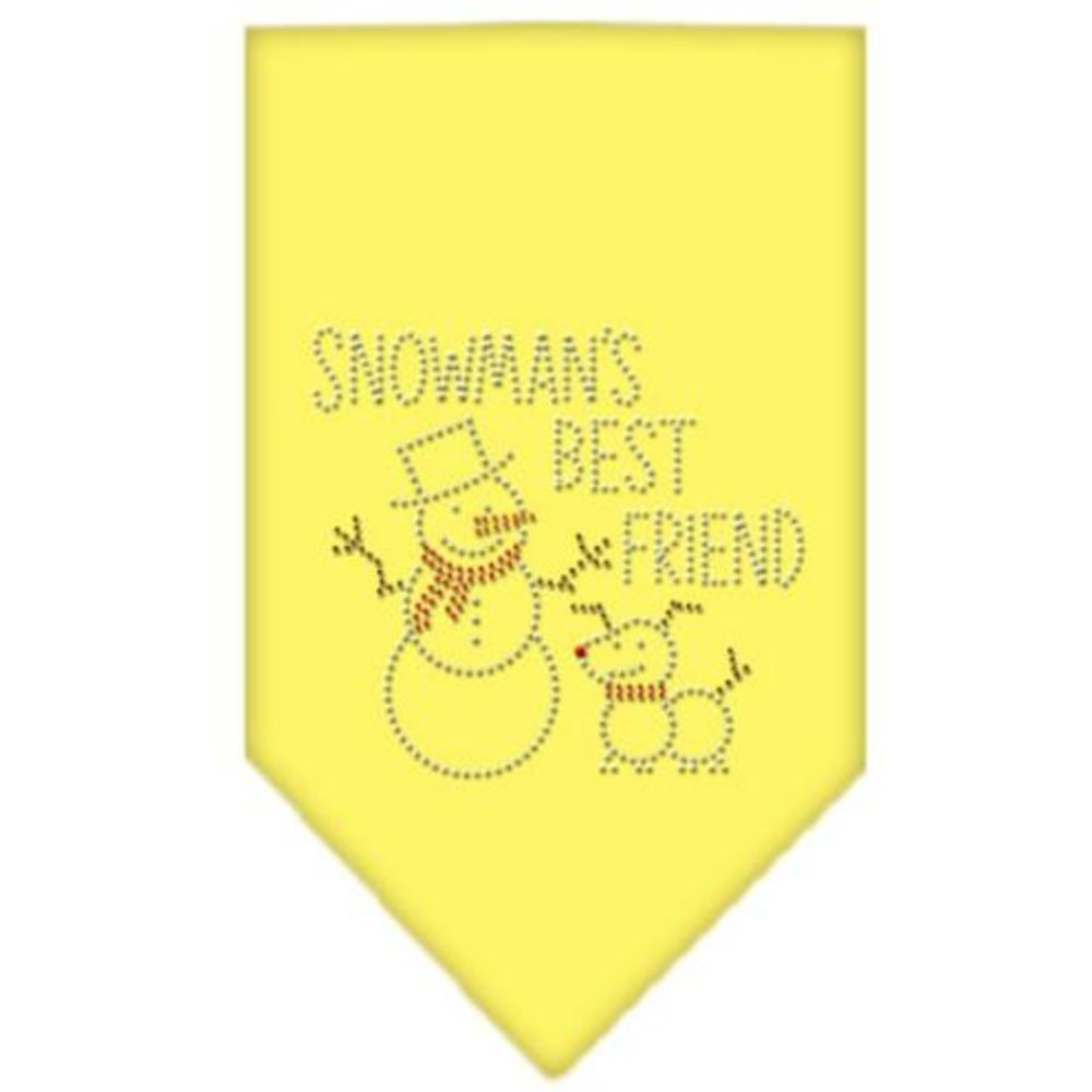 Christmas Pet and Dog Bandana Rhinestone, Snowman's Best Friend Yellow Large