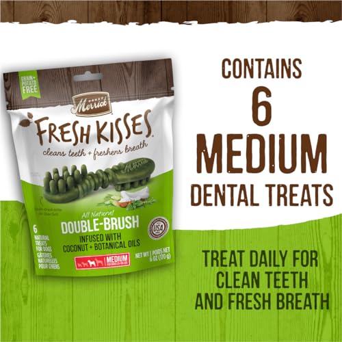 Merrick Fresh Kisses Natural Dental Chews Infused With Coconut And Botanical Oils For Medium Dogs 25-50 Lbs - 22 ct. Box