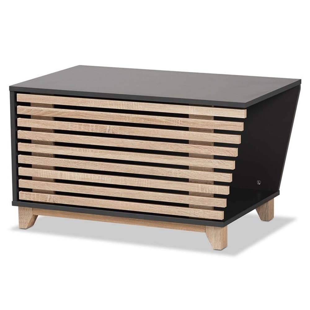 Baxton Studio Eckhart Modern And Contemporary Twotone Dark Grey And Oak Finished Wood Cat Litter Box Cover House