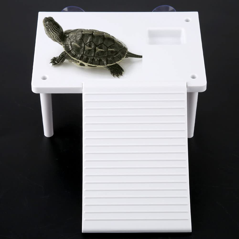 Hffheer Turtle Pier Floating Reptiles Basking Terrapin Dock Aquarium With Ramp Stairs For Tortoise Salamanders And Amphibians
