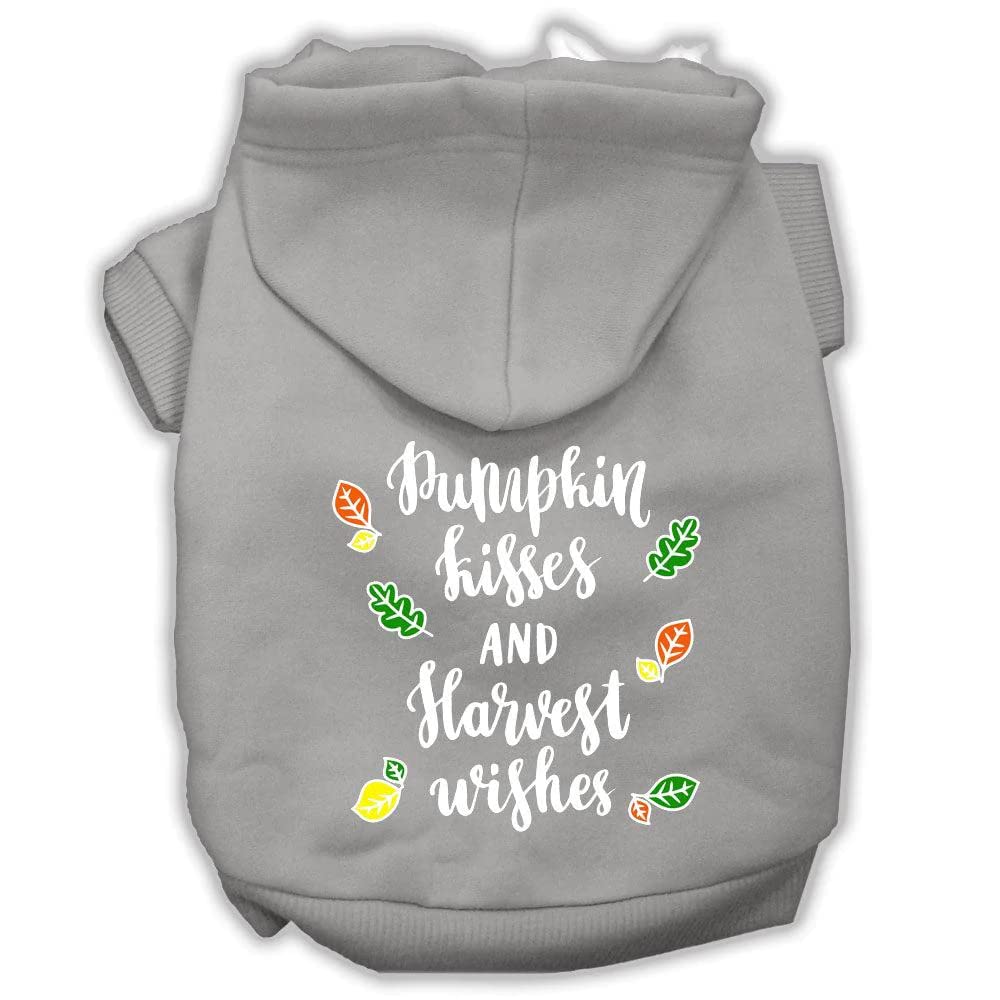 Pet, Dog And Cat Hoodie Screen Printed, 'Pumpkin Kisses & Harvest Wishes' Brown Sm (3-6 Lbs.)
