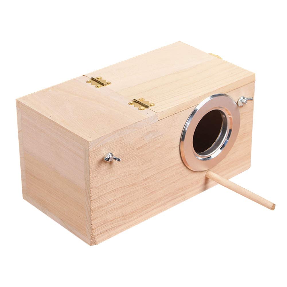 Yjjkj Pet Wood Parakeet Budgie Cockatiel Breeding Nesting Bird Avery Cage Box (M)
