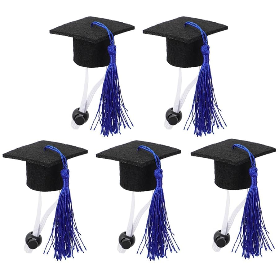 Luozzy 5 Pcs Graduation Caps Small Dog Graduation Hats With Blue Tassel 2024 Graduation Pet Costume Accessory For Dogs Cats
