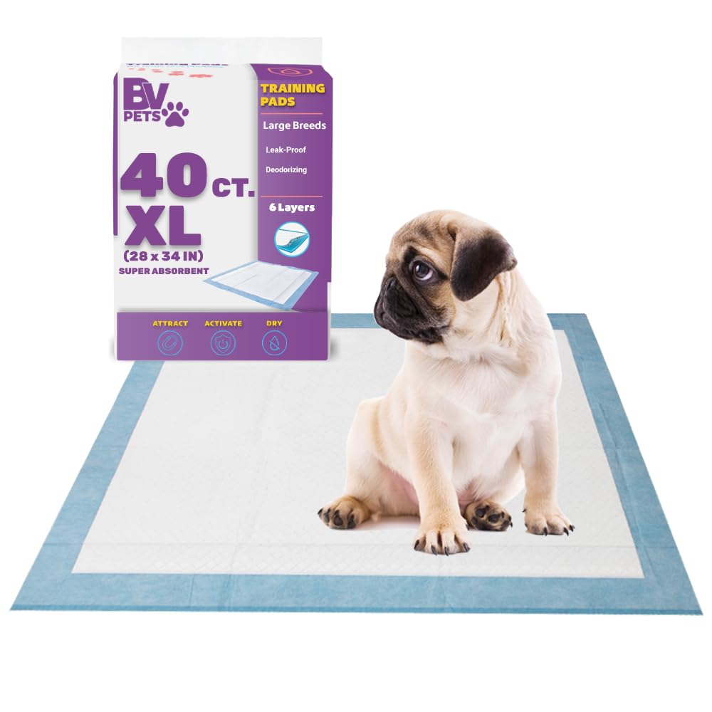 Bv Pet Training Pads For Dogs And Puppies, X-Large 28' X 34' Training Pad, 40-Count Dog Pee Pad, Disposable Puppy Pads Xl, Doggie Potty Pads, Extra Large Dog Pads, Quick Absorb