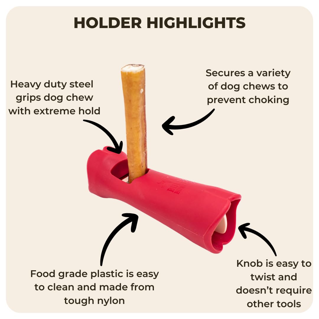 Bully Bunches Mega Hold Anti-Choking Bully Stick Safety Holder for Small, Medium and Large Dogs - Fits All Sized Bully Sticks &