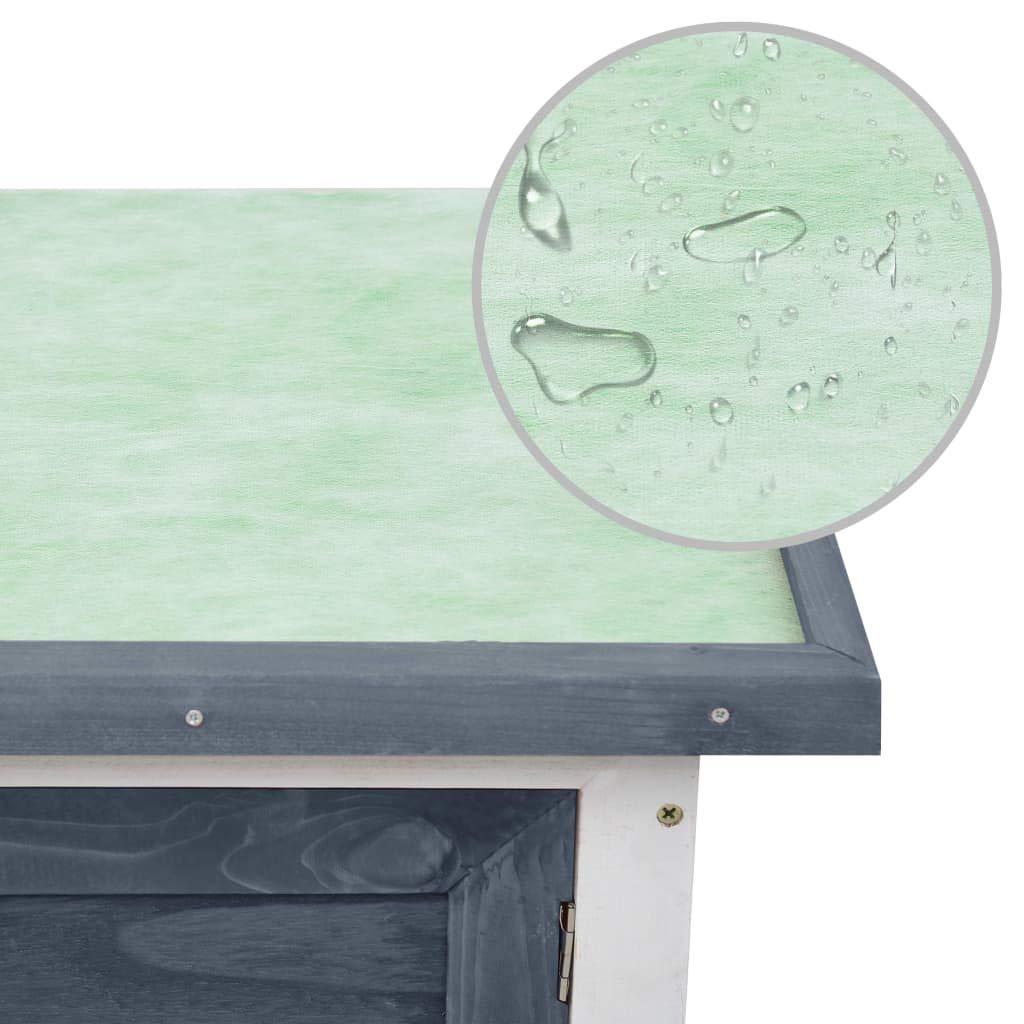 vidaXL Gray Outdoor Rabbit Hutch - Durable Wood & Iron Wire, Weather Resistant, Easy-Clean Design, 35.4L x 17.7W x 25.6H