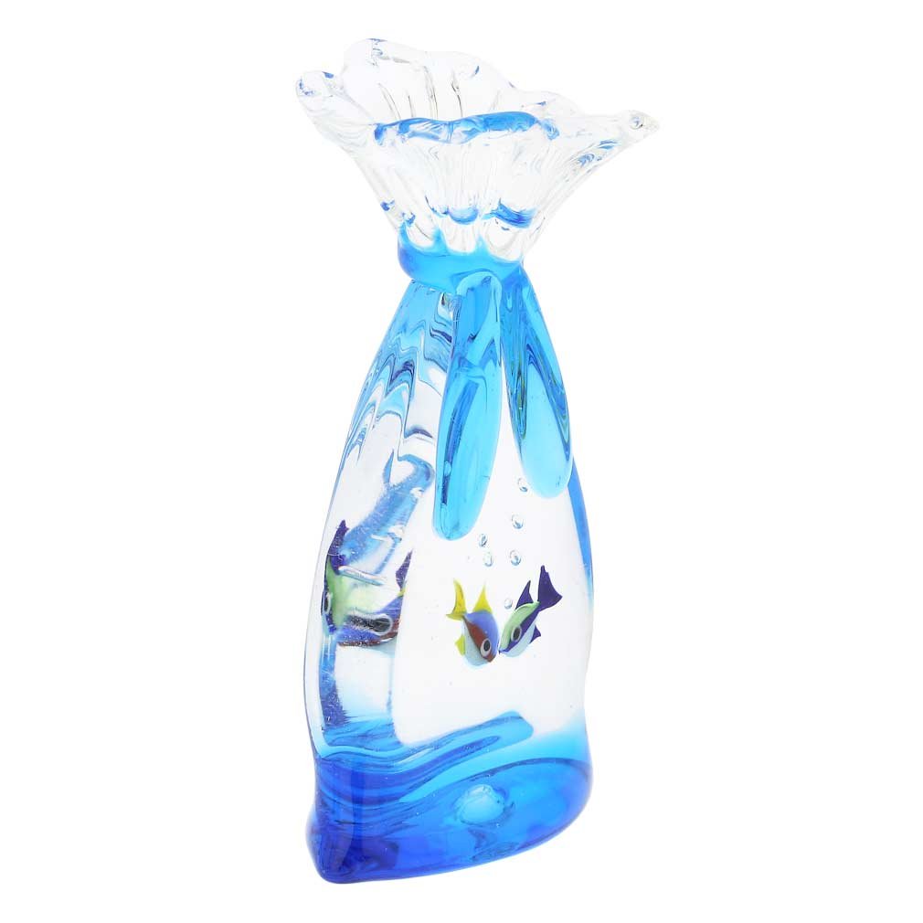 Glassofvenice Murano Glass Aquarium Bag With Two Tropical Fish