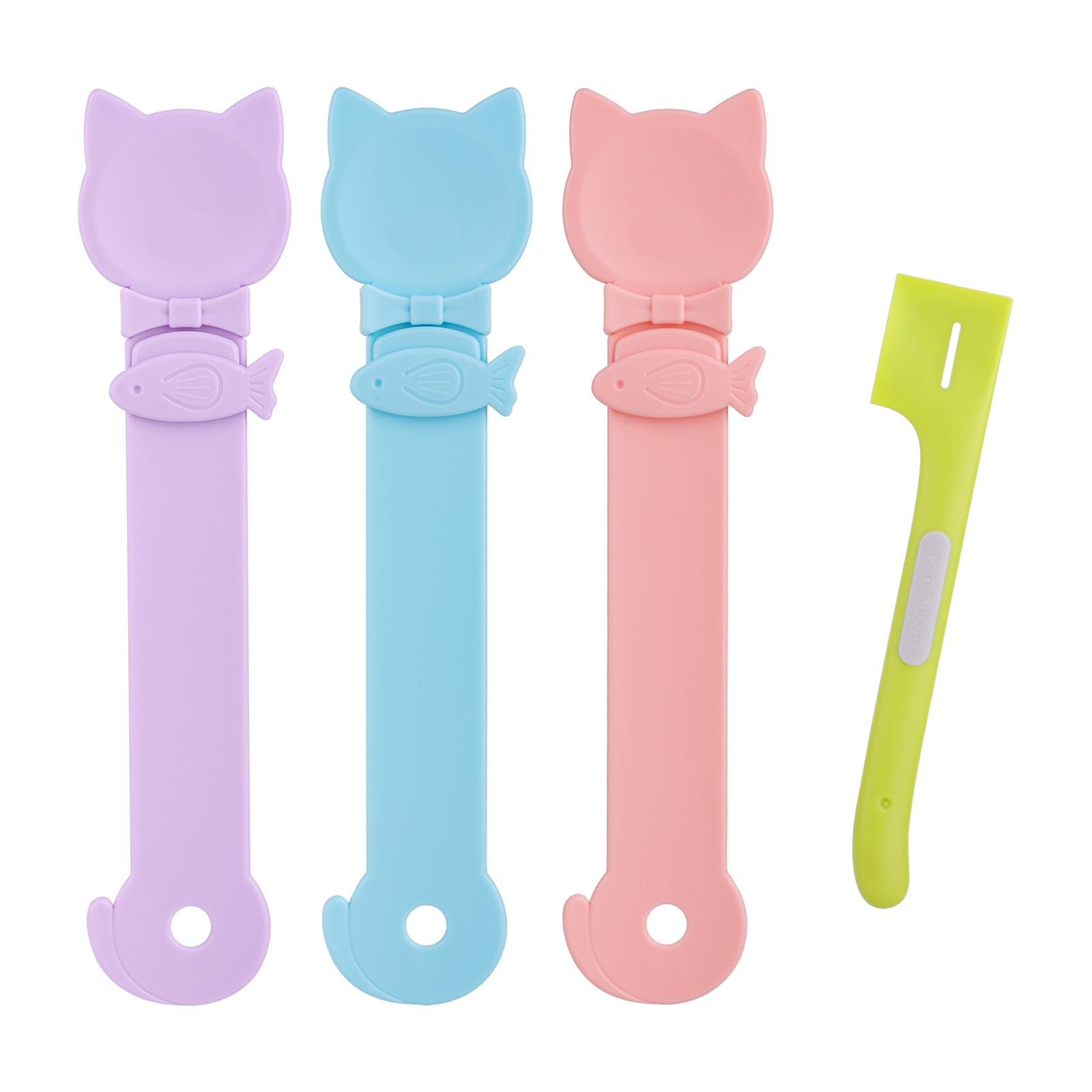 lasuroa 4pcs Cat Strip Feeder Spoon, Cute Kitten Treat Squeeze Spoons with Canning Spatula Versatile Lickable Wet Food Dispenser
