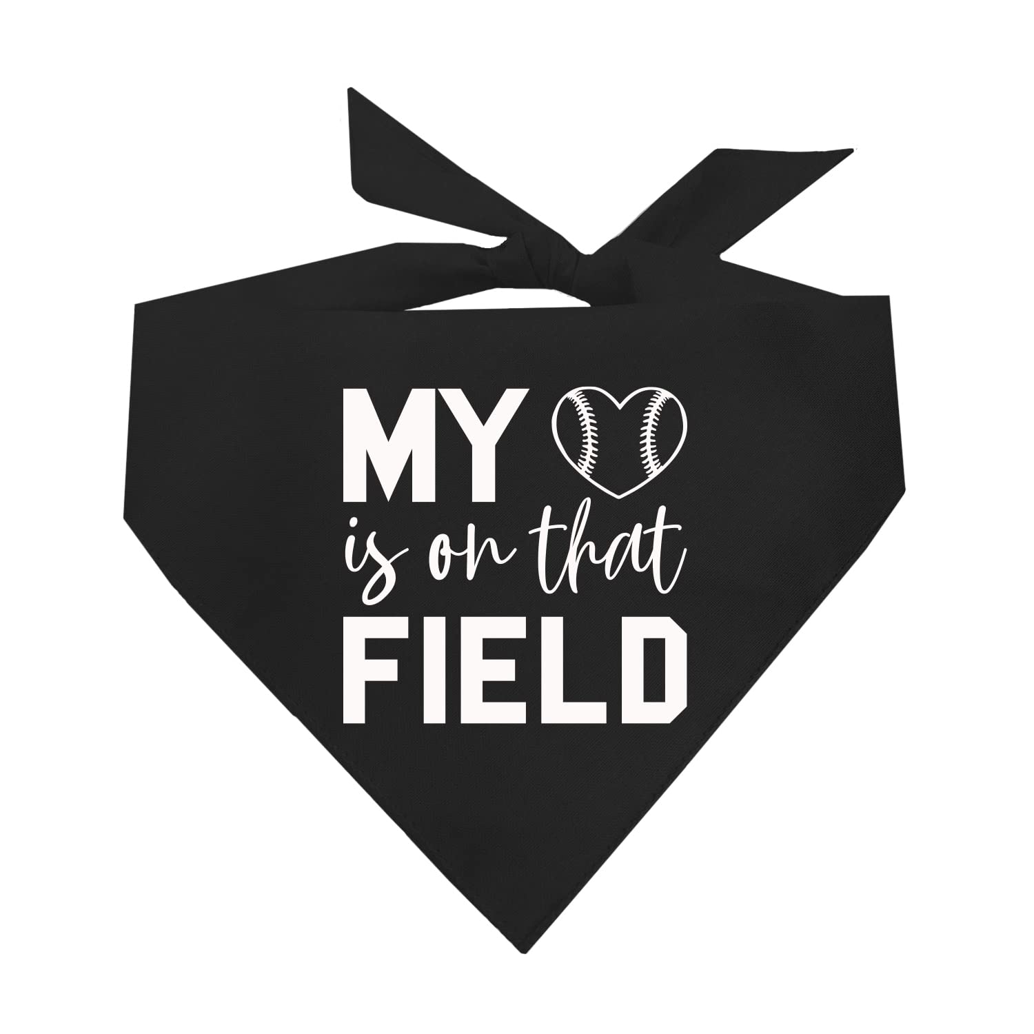 My Heart Is On That Field Baseball Dog Bandana (1044 Black, X-Small)
