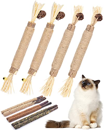 Tindtop Silvervine Sticks, 10 Pack Natural Catnip Chew Toys For Kittens Teeth Cleaning, Increase Appetite, Calm Anxiety And Stress, Aggressive Chewers Toy