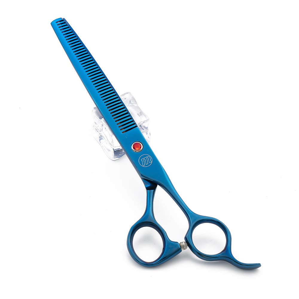 Moontay Professional 8.0' Dog Grooming Scissors Set, 4-Pieces Straight, Upward Curved, Downward Curved, Thinning/Blending Shears For Dog, Cat And Pets, Jp Stainless Steel, Blue