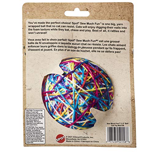 Spot Sew Much Fun- Cat Toy Yarn Ball, Foam Ball Wrapped In Colorful String, Won'T Unravel, Fun Toy For Cats And Kittens Of All Ages, Rattle Inside- 3.5In Yarn Balls