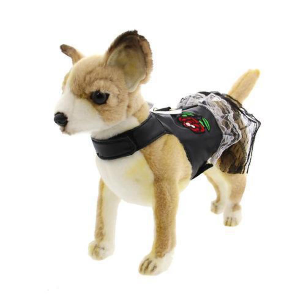 Doggles Biker Dress Dog Harness, Black, Teacup