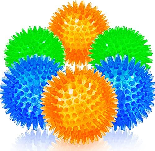Rvpaws Rubber Led Spiked Ball Dog Chew Toy  Assorted Whistle Squeaky Sound For Puppy, Dog, Cat Pet Playing (Set Of 1)