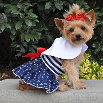 Doggie Design Nautica Dress W/Leash & D-Ring (X-Small)